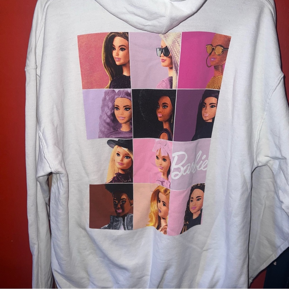 Barbie White Hoodie with Pink Logo - Picture 3 of 5